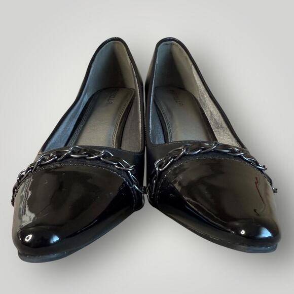 Marbella Faux Leather Patent Heel Pump Pointed Toe Slip On Shoes Size 9.5 Black - Picture 4 of 13